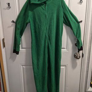 Boys Green Dinosaur Animal - Micro Fleece Hooded Critter Onesie Pajamas Costume